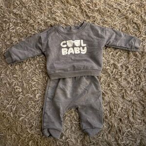 Gray 'Cool Baby' Sweatshirt and Pants Set - NEWBORN BABY